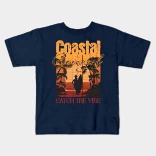 Coastal Cowgirl Retro Vintage Sunset Kids T-Shirt